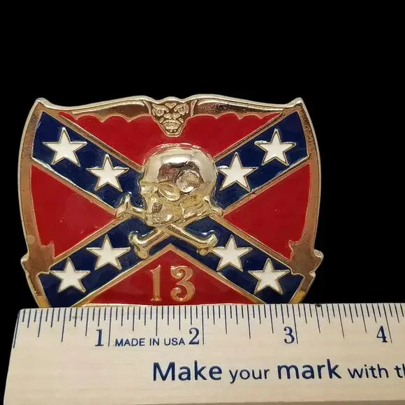 Vintage Heavy‎ Belt Buckle Skull Crossbones Skeleton South Southern Sturdy Heavy